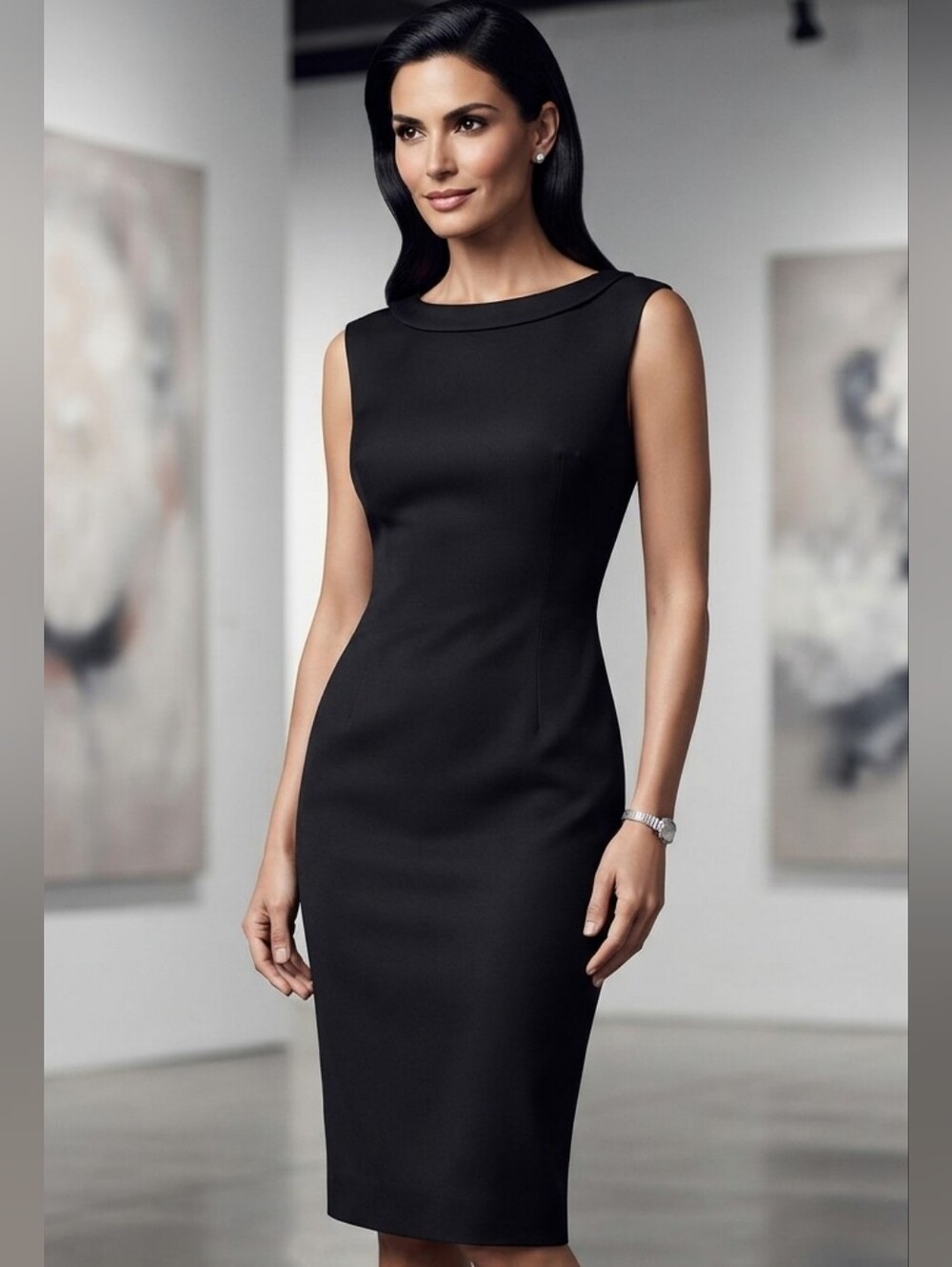 Dolce & Gabbana D&G Black Sleeveless Midi Sheath Dress 40/s